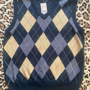 NWT Brandy Melville Argyle Sweater Vest - Blue and Cream